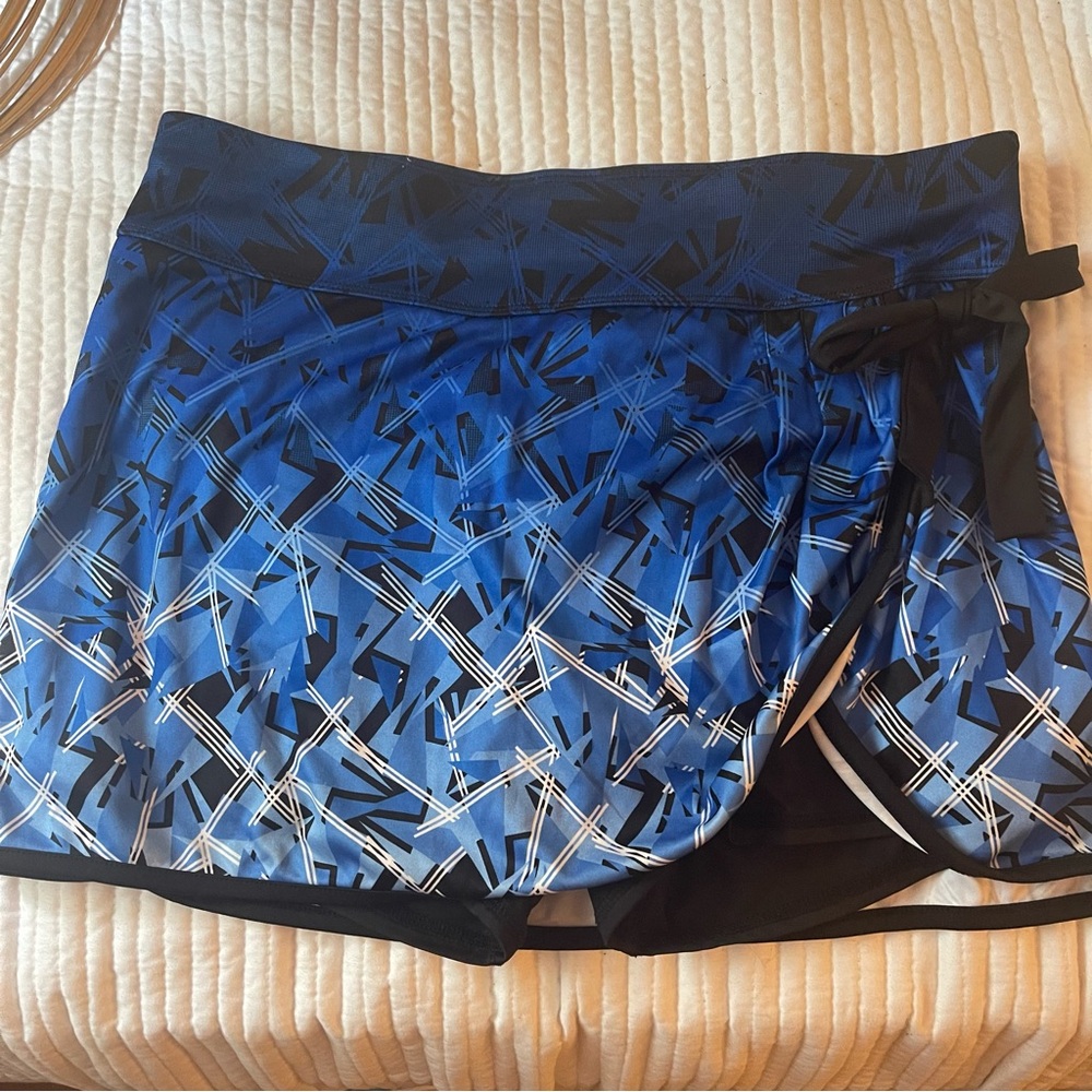 Grand Slam Tennis Skort Blue Black Wrap Tie Skirt XL